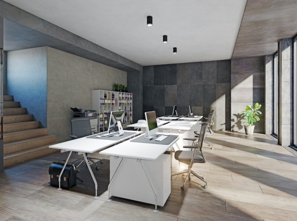 Eco-friendly modern office interior design concept